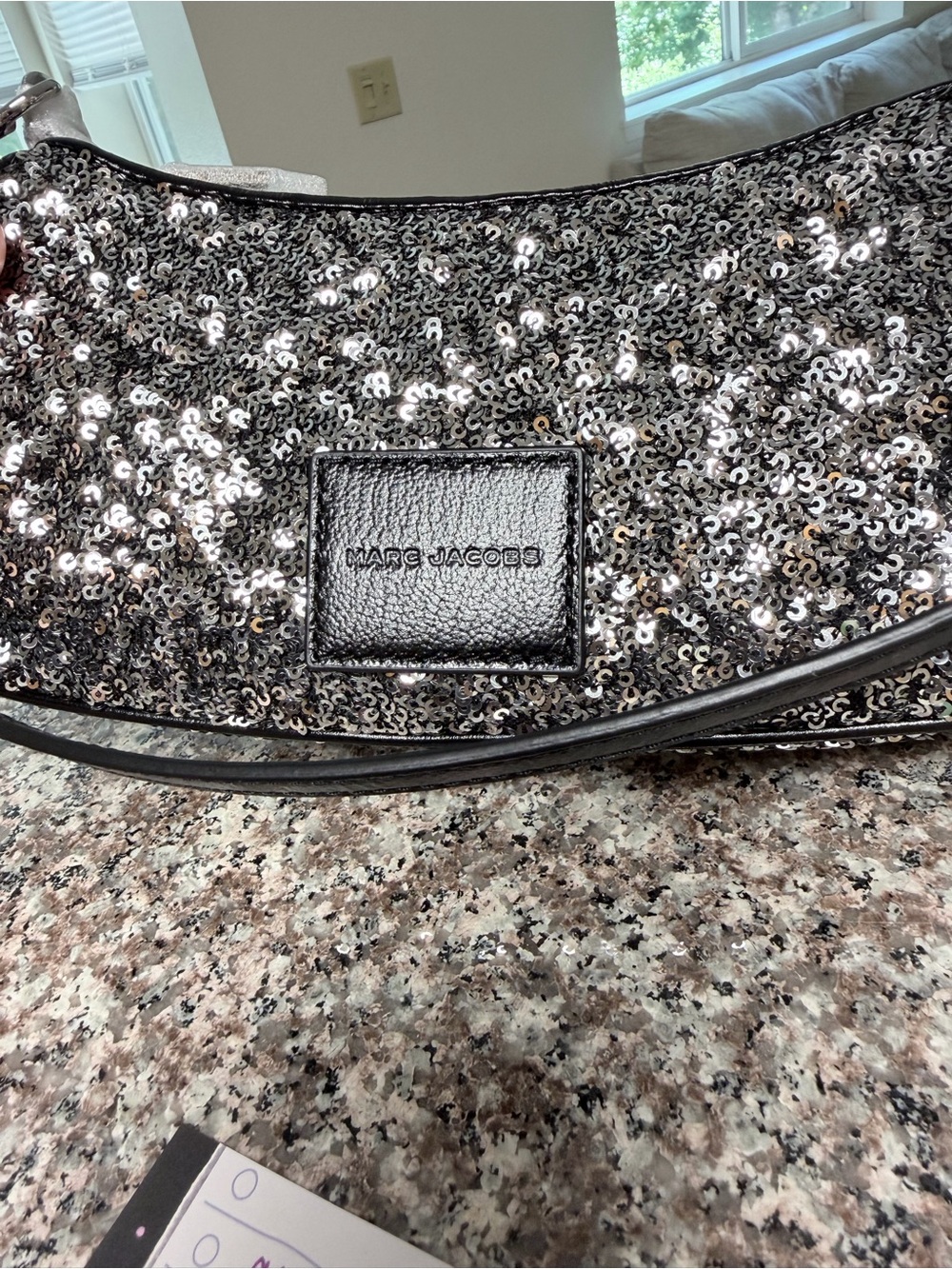 Marc Jacobs Silver Sequin Crescent Shoulder Bag